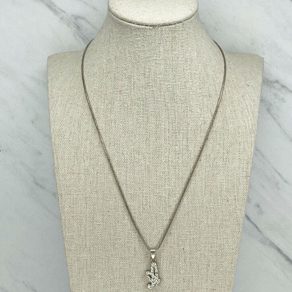 Claires Silver Tone Rhinestone A Initial Monogram Letter Pendant Necklace